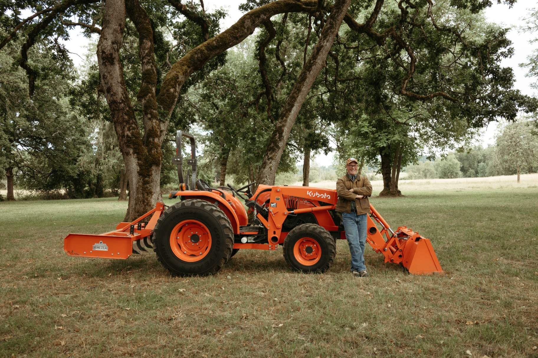 5J Tractor Services owner with Kubota tractor in Albany, Oregon